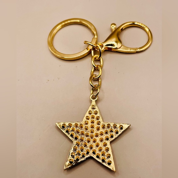 Star pink rhinestone key chain. Key ring. Purse, bag, backpack charms. Bling - Picture 4 of 4